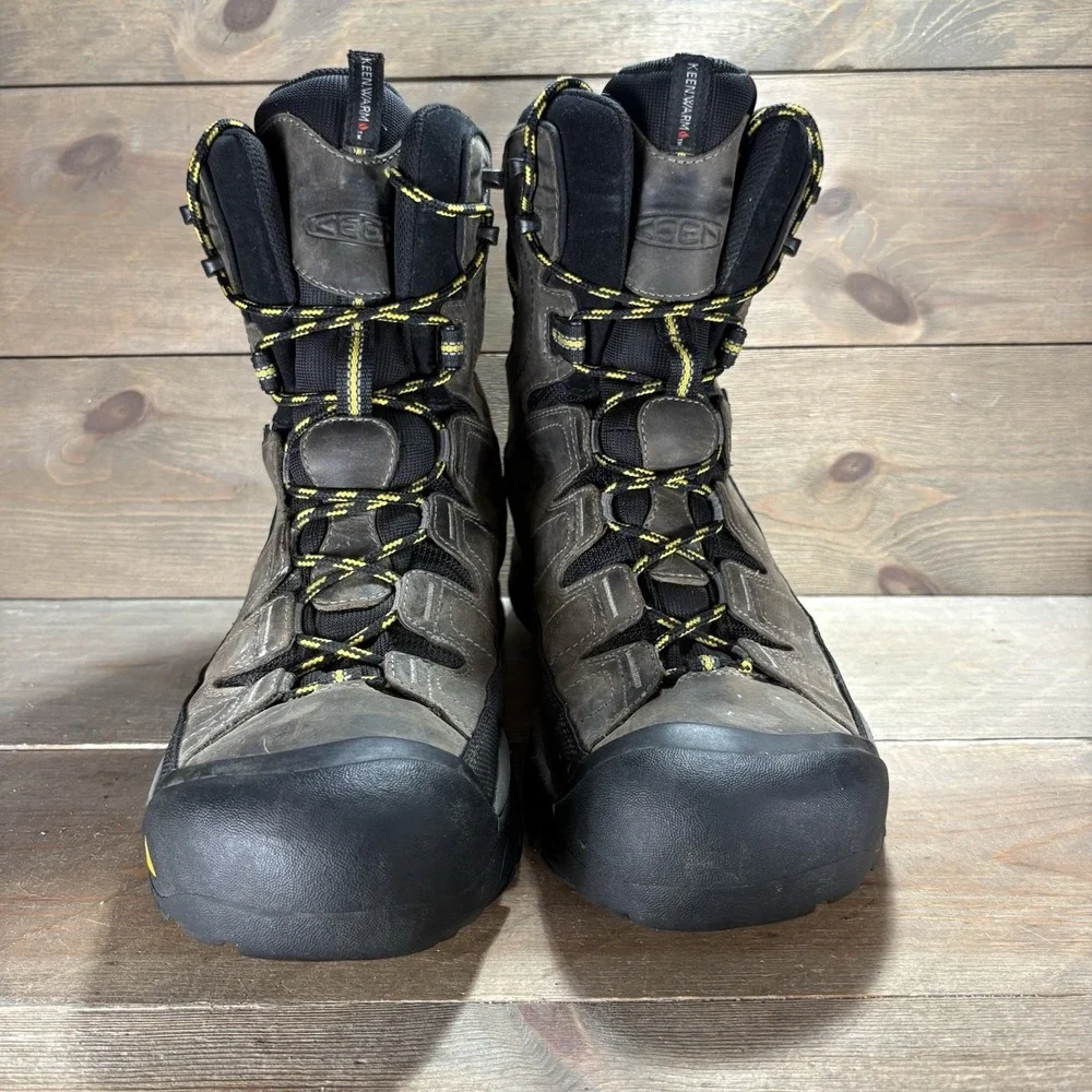 keen summit county mens size 9.5 shoes brown leather waterproof snow boots